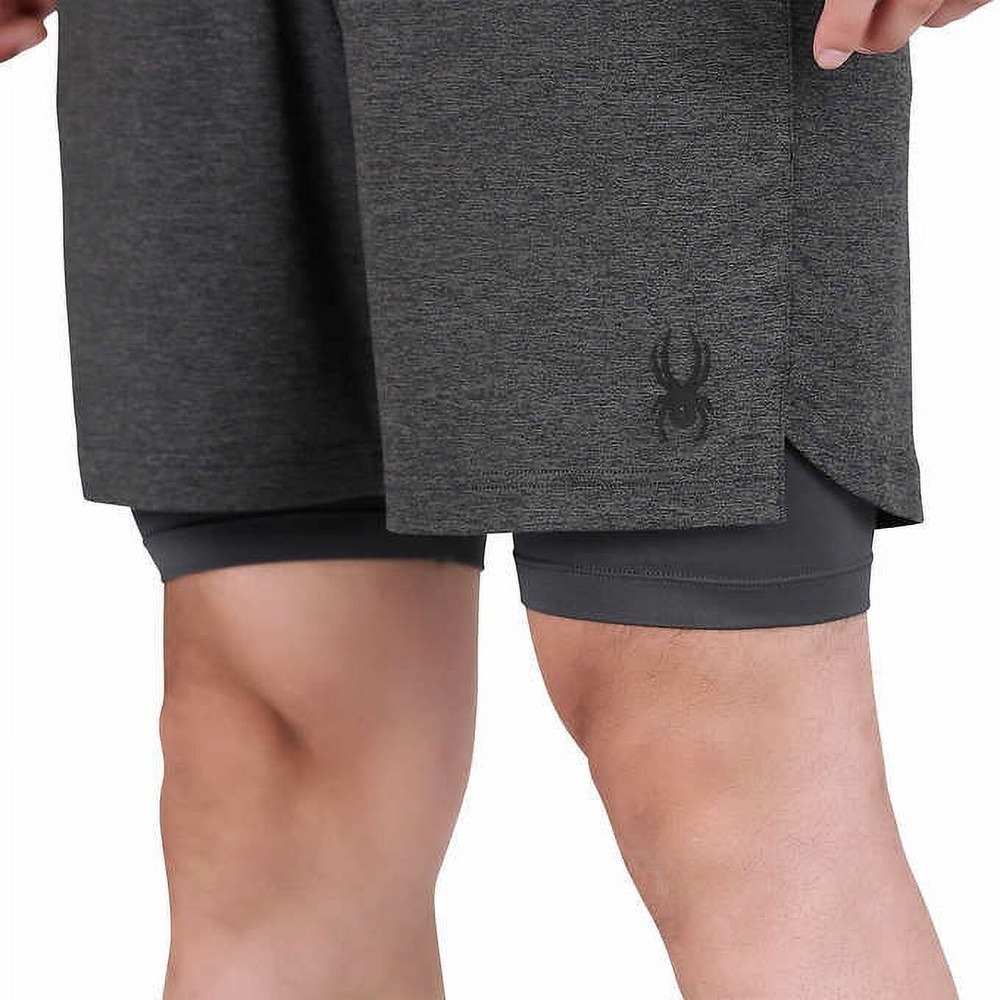 Spyder ProWeb Active Gray 2 in 1 Drawstring Stretch Athletic Shorts Men's S New